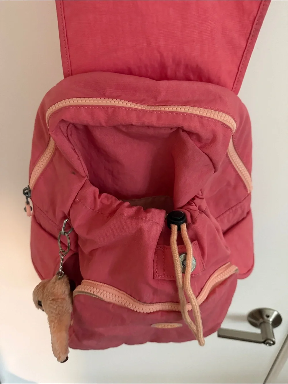 Kipling Everyday Pink Nylon Backpack with Plush Charm